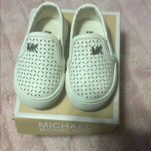 Michael Kors Kids White Perforated Slip-On Sneakers